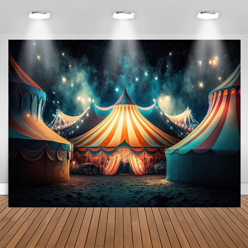 Lofaris Circus Tents Smoke Star Night Birthday Backdrop