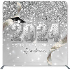 Lofaris Class Of 2022 Silver Double-Sided Backdrop for Graduate