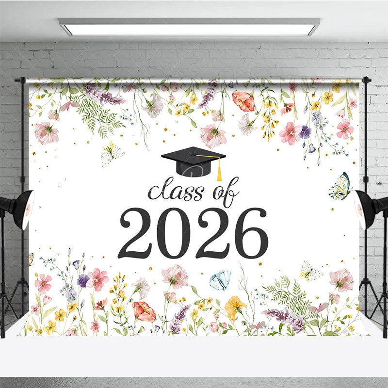 Lofaris Class Of 2026 Spring Bloosom Flower Graduation Backdrop
