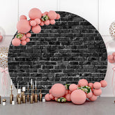 Lofaris Classic Black Brick Wall Round Backdrop For Birthday