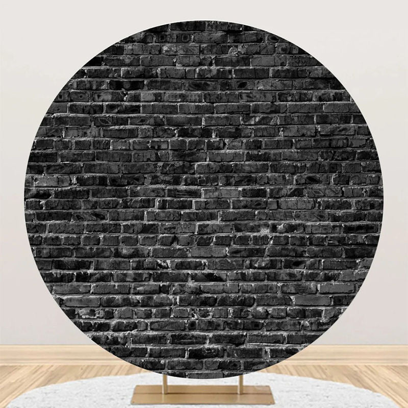 Lofaris Classic Black Brick Wall Round Backdrop For Birthday