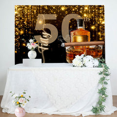 Lofaris Classic Black Gold Cheers To 50 Birthday Backdrop