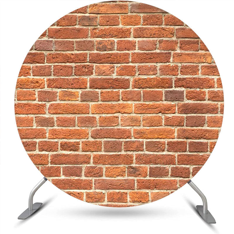 Lofaris Classic Faded Red Brick Wall Round Party Backdrop