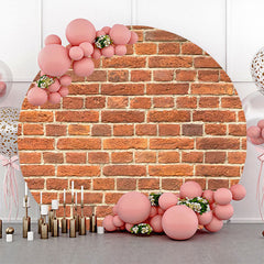 Lofaris Classic Faded Red Brick Wall Round Party Backdrop
