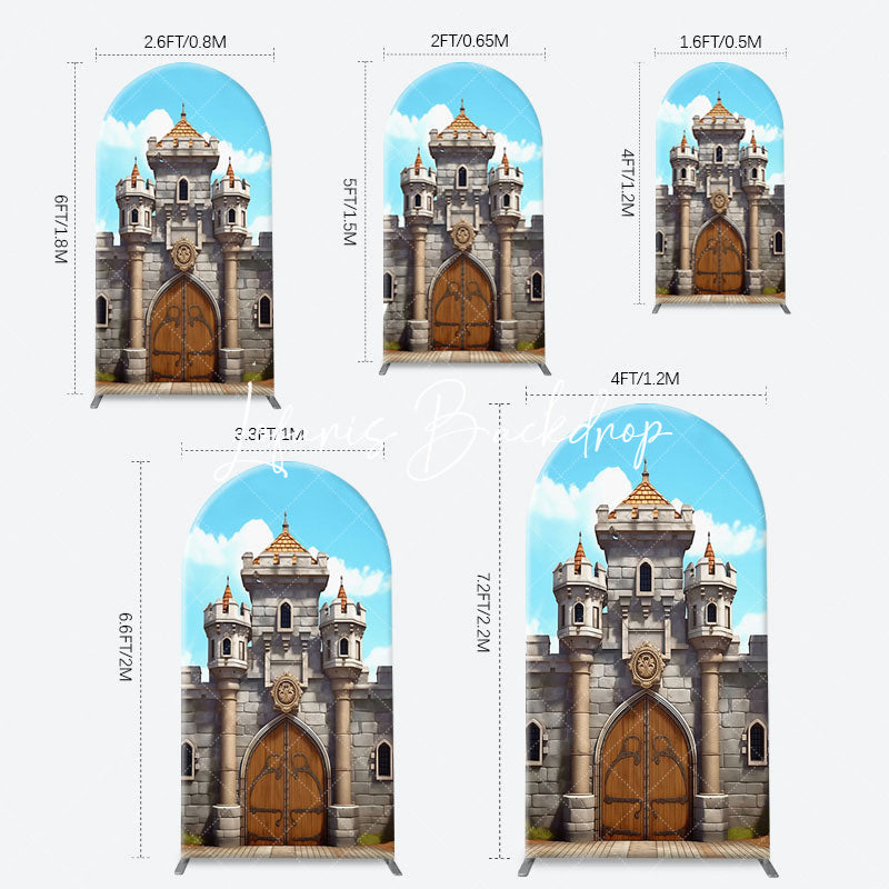 Lofaris Classic Game Castle Blue Sky Arch Birthday Backdrop