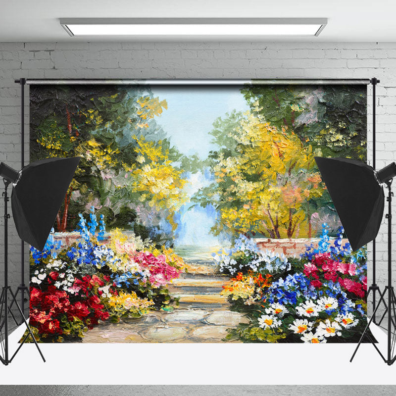Lofaris Classic Oil Painting Flower Forest Spring Backdrop