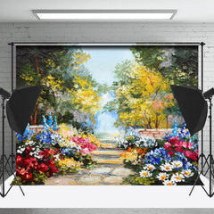 Lofaris Classic Oil Painting Flower Forest Spring Backdrop