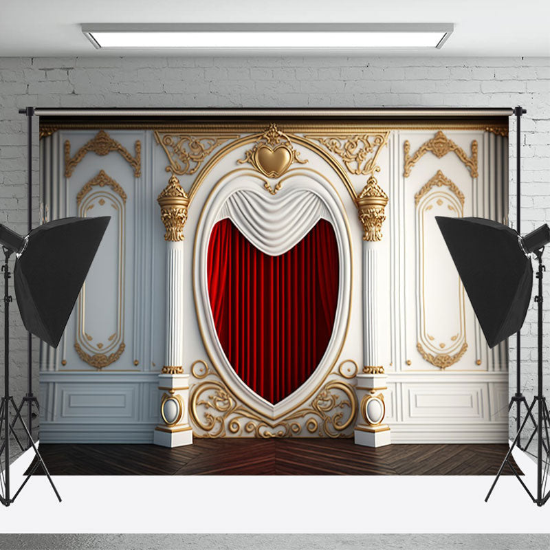 Lofaris Classic White Wall Red Curtain Photography Backdrop