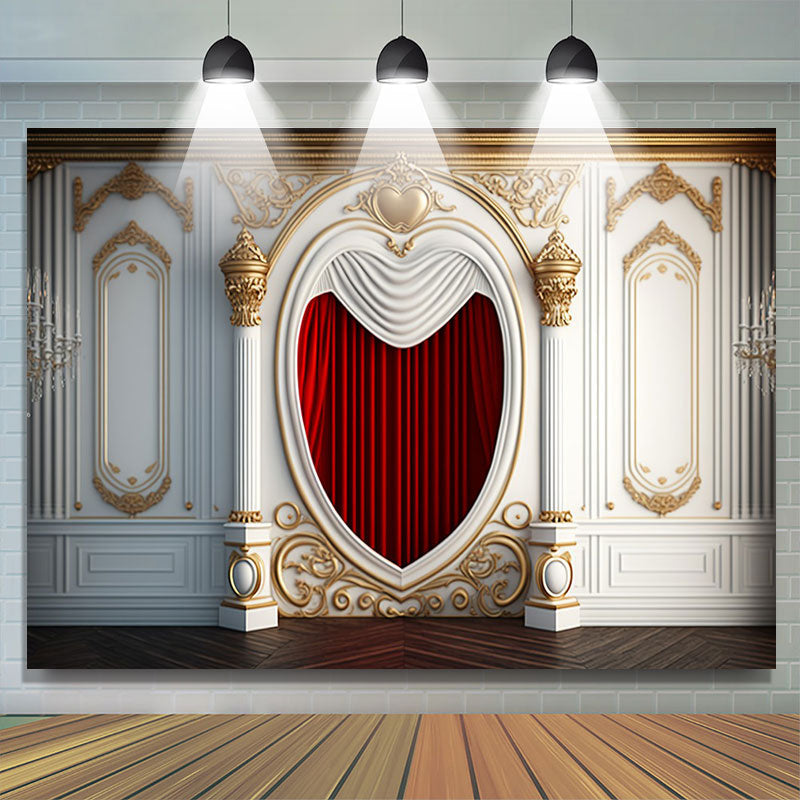 Lofaris Classic White Wall Red Curtain Photography Backdrop