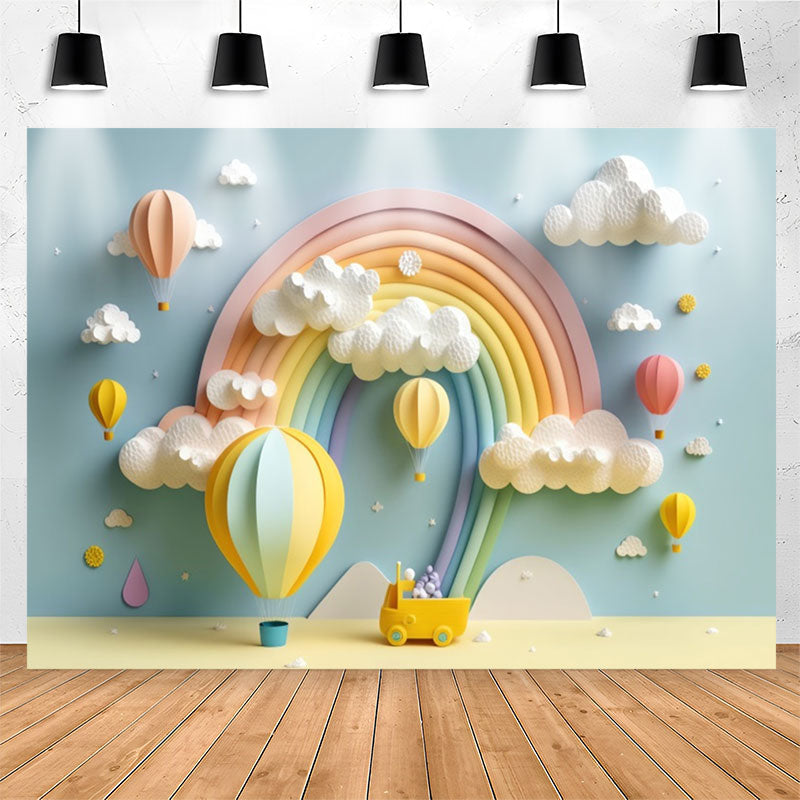 Lofaris Classy Candy Color Rainbow Cloud Birthday Backdrop