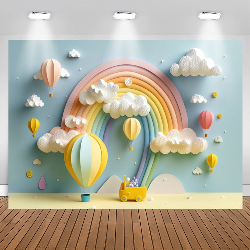Lofaris Classy Candy Color Rainbow Cloud Birthday Backdrop