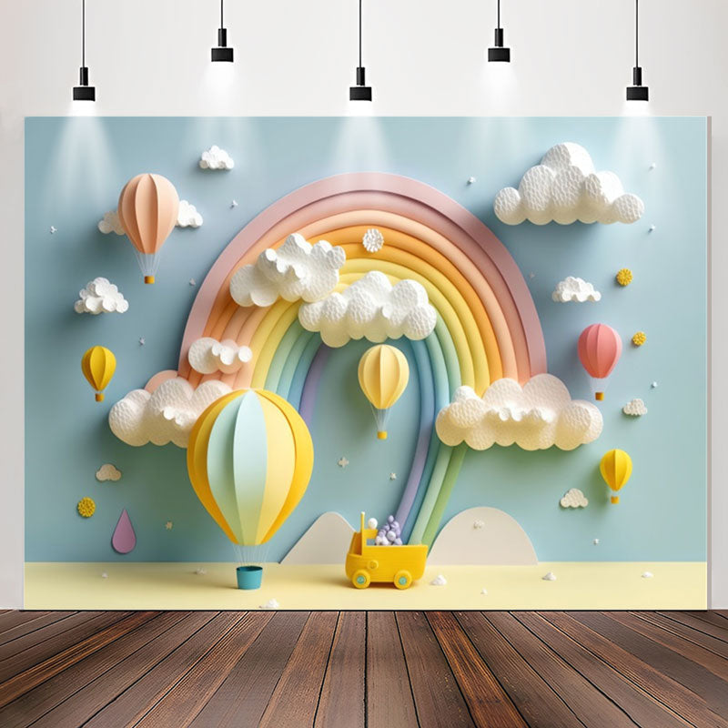 Lofaris Classy Candy Color Rainbow Cloud Birthday Backdrop