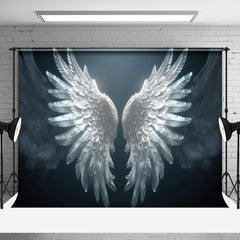 Lofaris Classy White Angel Wings Smog Black Photo Backdrop
