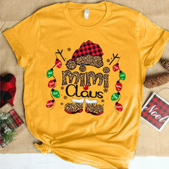 Lofaris Claus Leopard Lights Custom Name Christmas T-Shirt