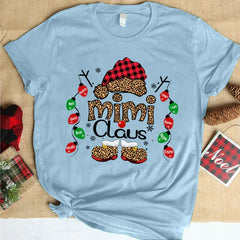 Lofaris Claus Leopard Lights Custom Name Christmas T-Shirt