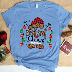 Lofaris Claus Leopard Lights Custom Name Christmas T-Shirt