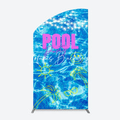 Lofaris Clear Blue Water Smile Cool Arch Pool Party Backdrop