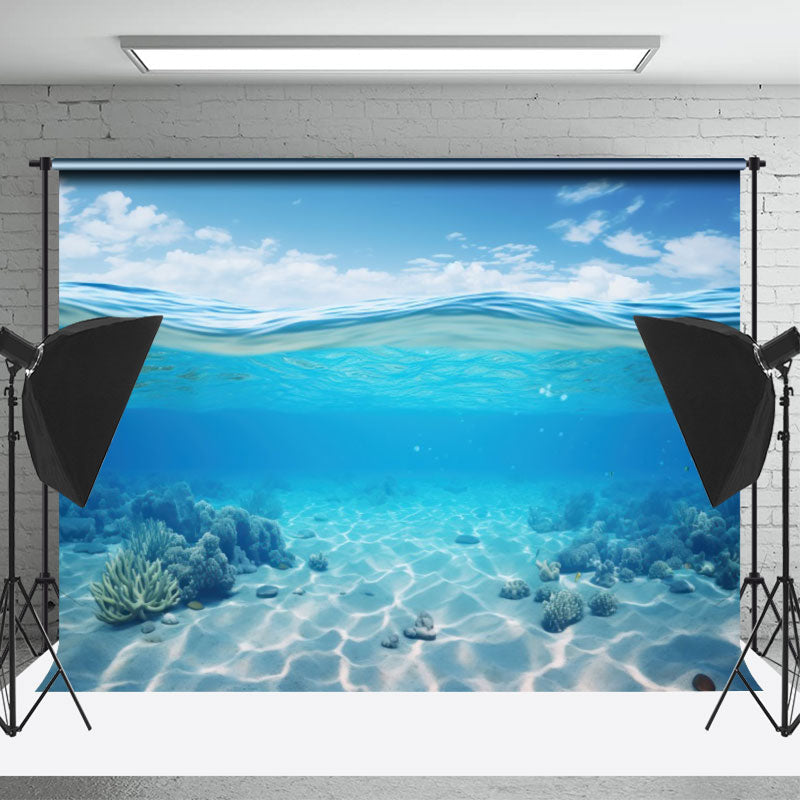 Lofaris Clear Coral Plant Undersea Blue Wavy Summer Backdrop