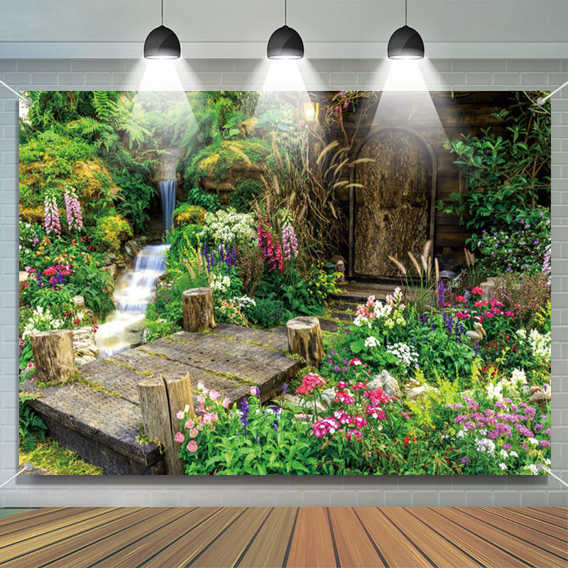 Lofaris Clear Stream Leaves Colorful Floral Spring Backdrop