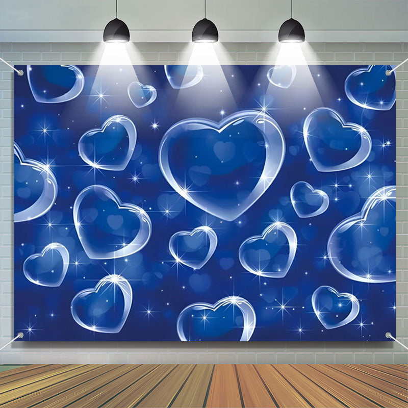 Lofaris Clear Transparent Crystal Hearts Blue Bokeh Backdrop