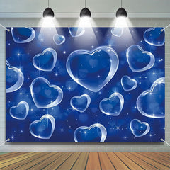 Lofaris Clear Transparent Crystal Hearts Blue Bokeh Backdrop