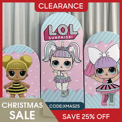 (Ship In 24HR) 3 Pcs Surprise Theme Little Girls Pink Birthday Arch Backdrop Kit