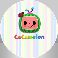 (Ship In 24HR) Circle Watermelon Stripe Birthday Backdrop For Party