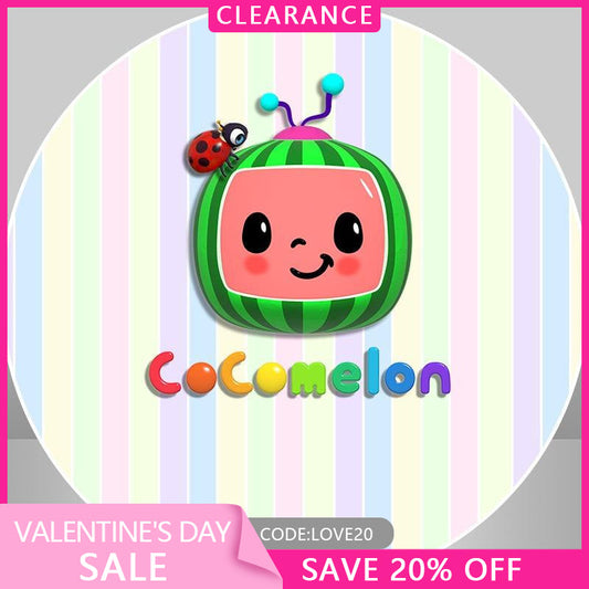 (Ship In 24HR) Circle Watermelon Stripe Birthday Backdrop For Party