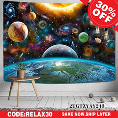 (Ship In 24HR) Galactic Planet Galaxy Trippy 3D Printed Wall Tapestry