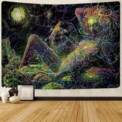 (Ship In 24HR) Life Girl Galaxy Trippy Novelty Abstract Wall Tapestry