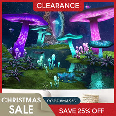 (Ship In 24HR) Light Mushroom Trippy Novelty Lake Galaxy Wall Tapestry