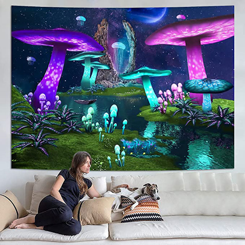 Lofaris (Clearance | Ship In 24HR) Light Mushroom Trippy Novelty Lake Galaxy Wall Tapestry
