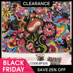 (Ship In 24HR) Psychedelic Flower Eyes Abstract Cartoon Wall Tapestry