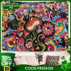 (Ship In 24HR) Psychedelic Flower Eyes Abstract Cartoon Wall Tapestry