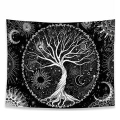 Lofaris (Clearance | Ship In 24HR) Tree of Life Black And White Moon Galaxy Wall Tapestry