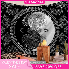 (Ship In 24HR) Tree Of Life Tree Moon Divination Family Wall Tapestry