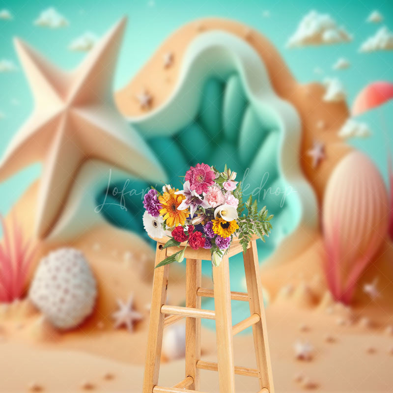 Lofaris Cloud Starfish Beach Shell Summer Portrait Backdrop