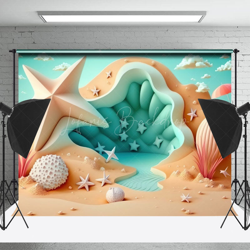 Lofaris Cloud Starfish Beach Shell Summer Portrait Backdrop