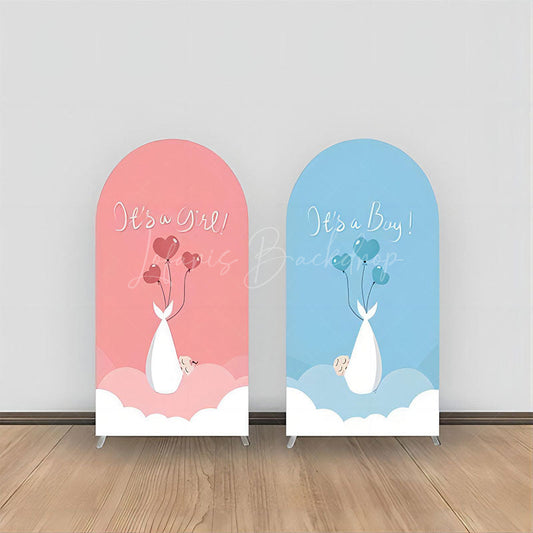 Lofaris Clouds Pink Blue Balloons Baby Shower Arch Backdrop