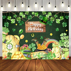 Lofaris Clover Gold St Patricks Day Green Birthday Backdrop