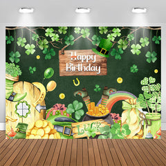 Lofaris Clover Gold St Patricks Day Green Birthday Backdrop