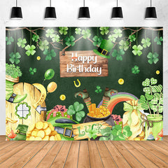 Lofaris Clover Gold St Patricks Day Green Birthday Backdrop