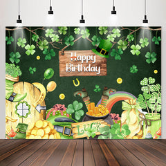 Lofaris Clover Gold St Patricks Day Green Birthday Backdrop