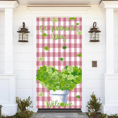 Lofaris Clover Heart Vase Plaid St. Patrick¡¯S Day Door Cover
