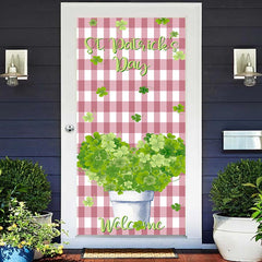 Lofaris Clover Heart Vase Plaid St. Patrick¡¯S Day Door Cover