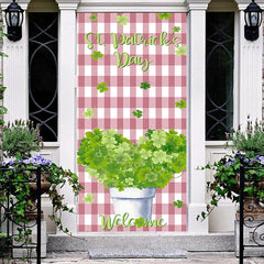 Lofaris Clover Heart Vase Plaid St. Patrick¡¯S Day Door Cover