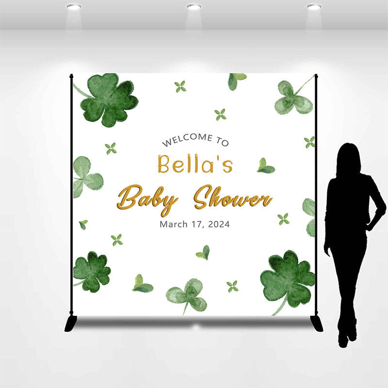 Lofaris Clover Stpatricks Day Custom Baby Shower Backdrop