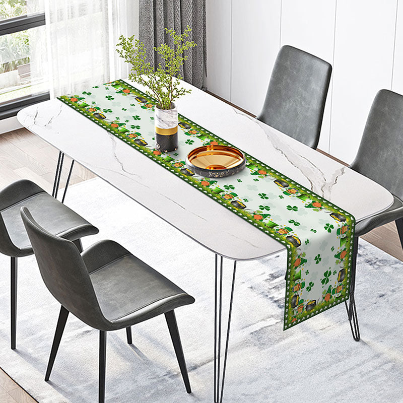 Lofaris Clovers Grass Green Hat St Patricks Day Table Runner