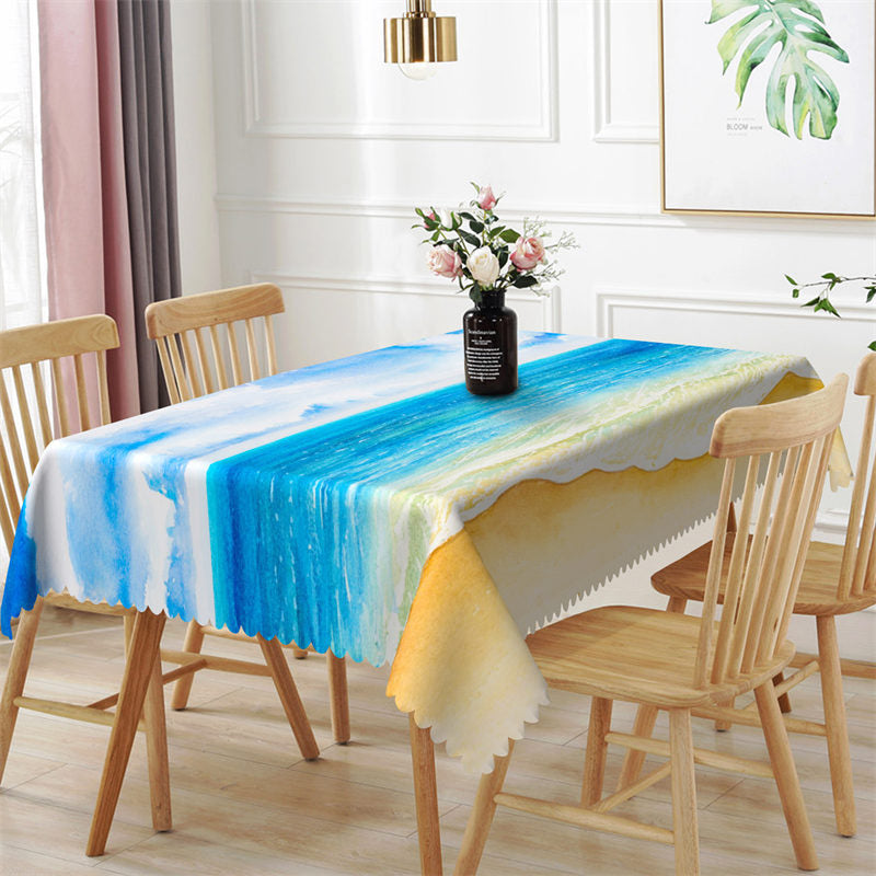 Lofaris Coastal Scenery Blue Sky Clouds Rectangle Tablecloth