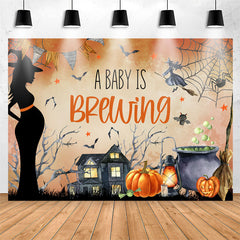 Lofaris Cobweb Pumpkin Halloween Brew Baby Shower Backdrop